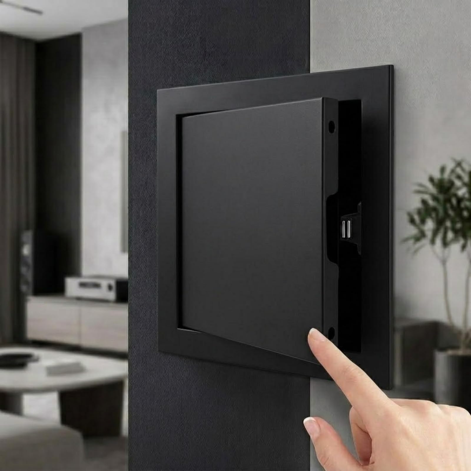 Yqyhnb Black Access Panel, Paintable Aluminum Inspection Hatch For Wall & Ceiling, Push-To-Open Access Panel With Concealed Hinge, Flush Fit Service Door For Drywall Plumbing(,14X22in)