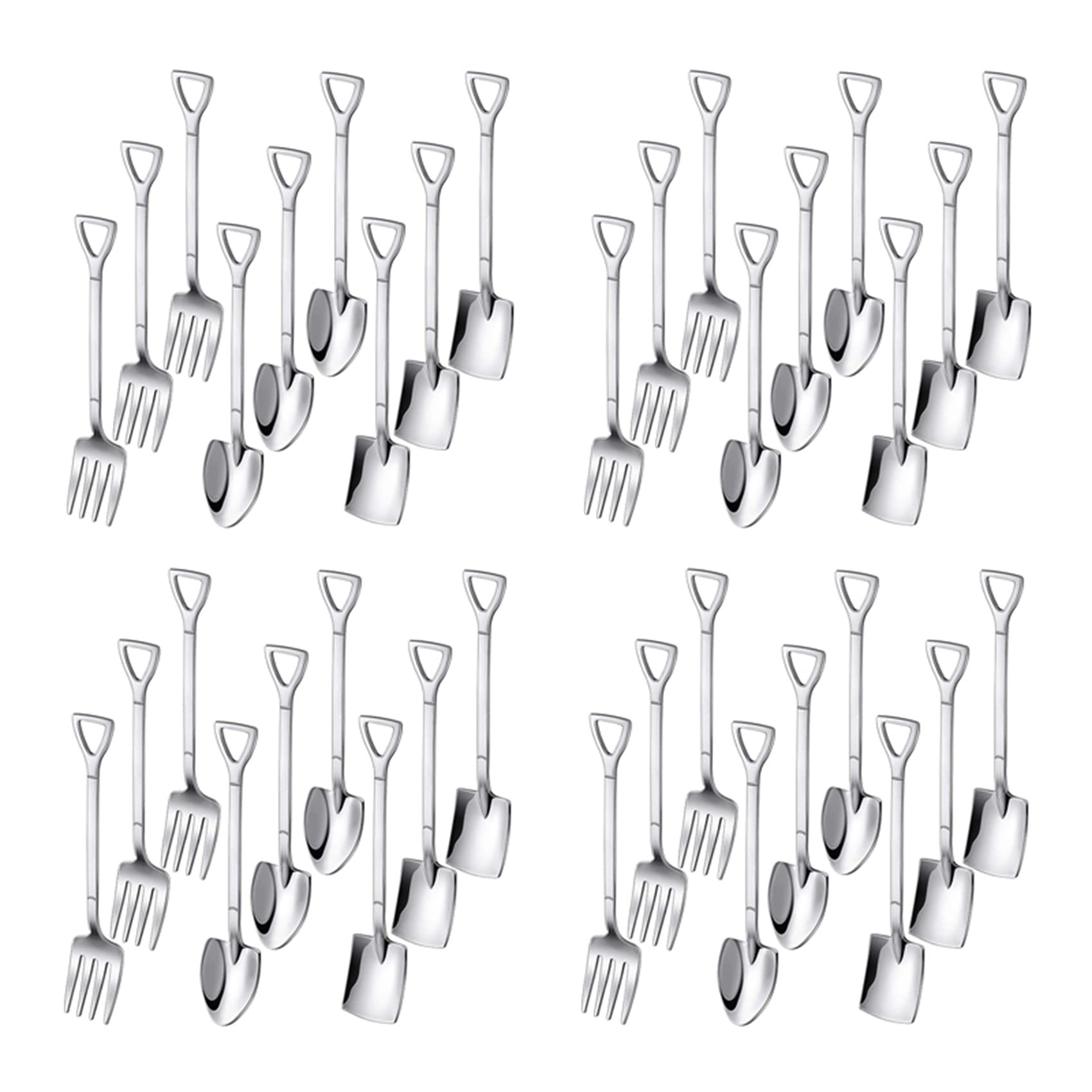 Hndhbfgrt 36 Pieces Shovel Spoon Fork Shovel Coffee Spoon Shovel Handle Dessert Spoon Ice Cream Spoon Shovel Shape Fork Fruit Fork