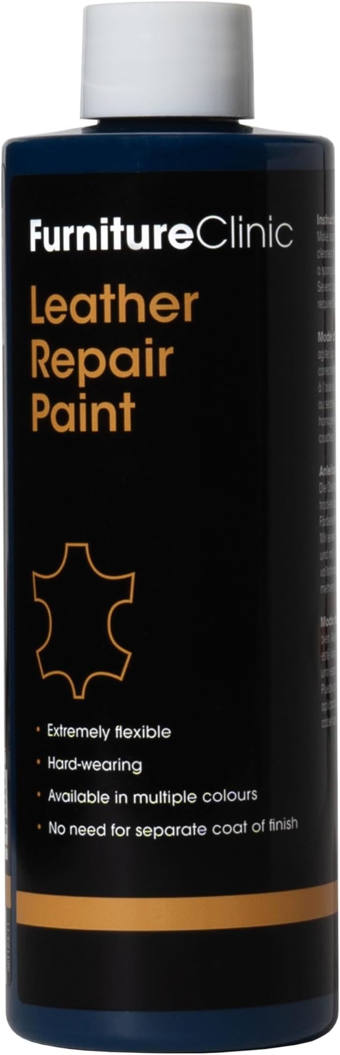 Furniture Clinic Leather Repair Paint & Dye | Self Seal Colourant for Quick and Easy Leather Repair | Suitable for Sofas, Car Seat, Shoes, Handbag, and More - Navy Blue, 250ml