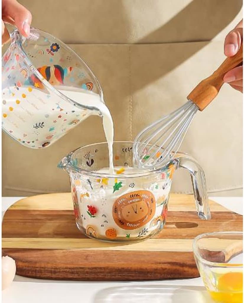 Glass Measuring Cup With Scale Milk Cup High Temperature Resistant Household Kitchen Baking Beaten Egg Cup Measuring Water Cup (Color : D, Size : 500ML)