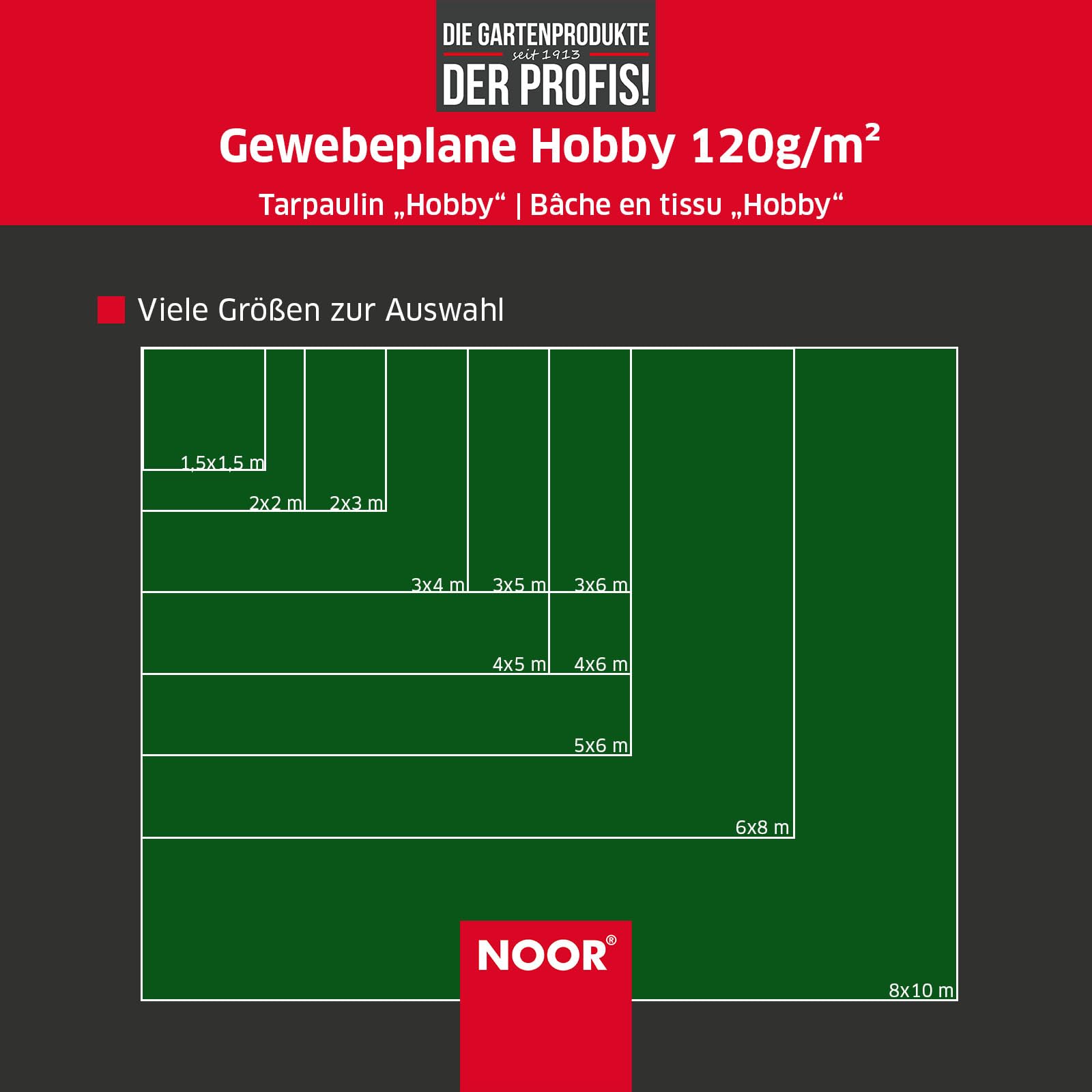 Plandeka Noor, 120 g/m², 2,00 x 2,00 m, kolor: biały, PP/PE