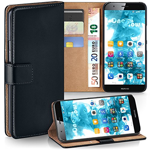 OneFlow Bolso Funda Huawei G8 / GX8 Cubierta con Tarjetero | Estuche Flip Case Funda móvil Plegable | Bolso móvil Funda Protectora Accesorios móvil protección paragolpes en Deep-Black