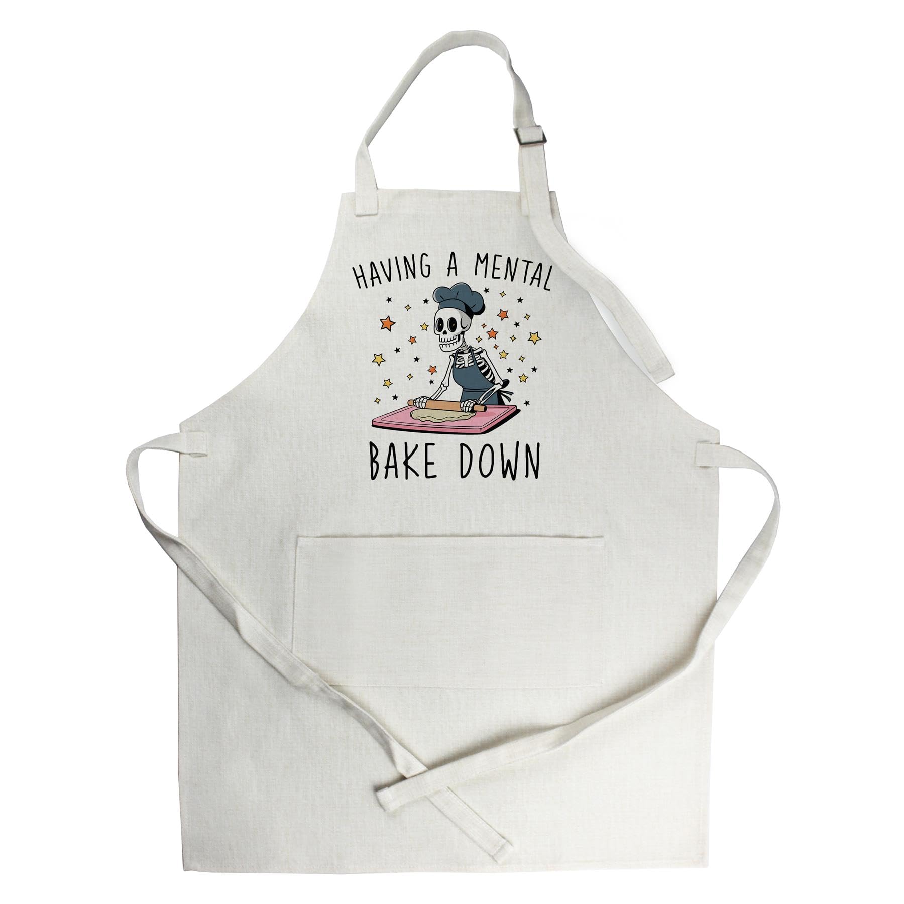 Purely Home Multicolour Mental Bake Down Apron - Funny Skeleton Kitchen Gifts - Adjustable Neck/Waist Ties Cooking & Baking Apron With Large Front Pocket