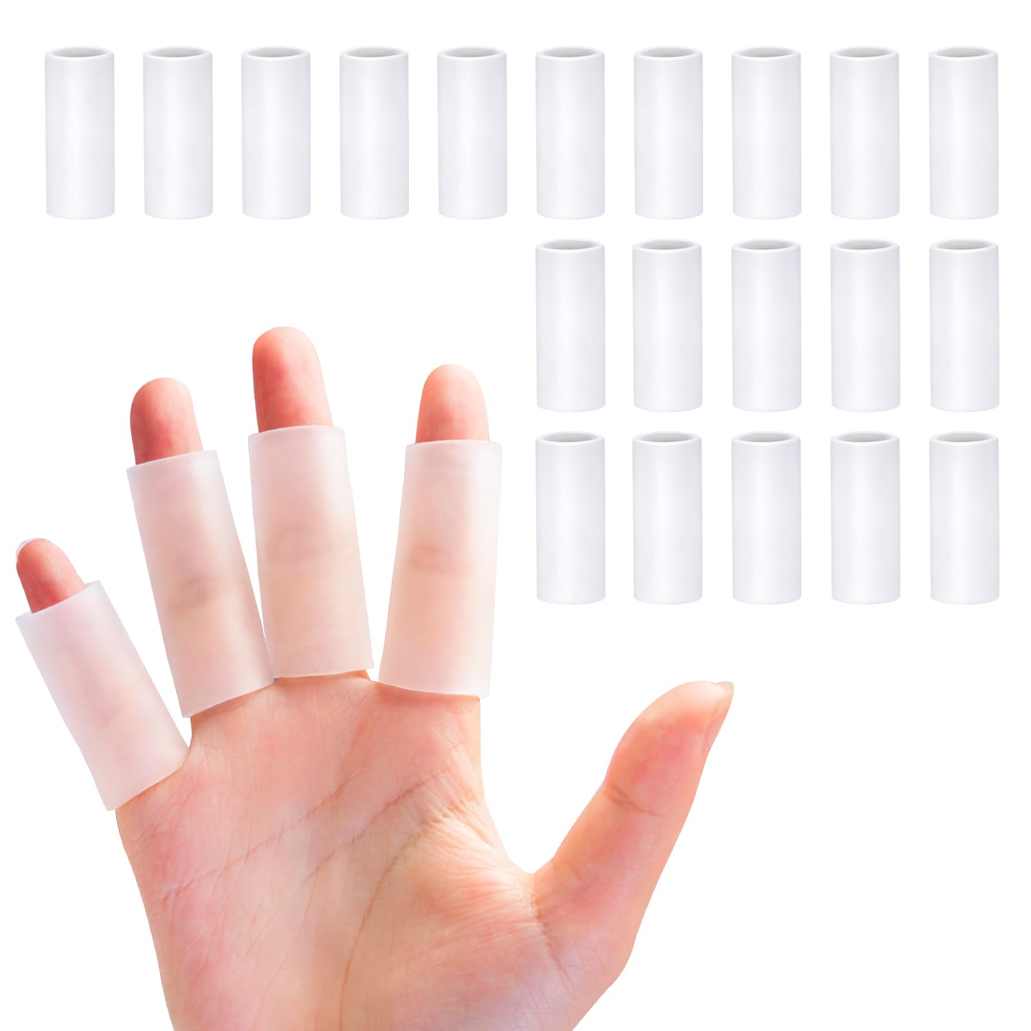 Sumifun Finger Sleeves, 20PCS Gel Thumb Finger Tubes for Arthritis, Trigger Finger Pain, Silicone Fingers Protector for Golf, Basketball, Golf, Rugby,