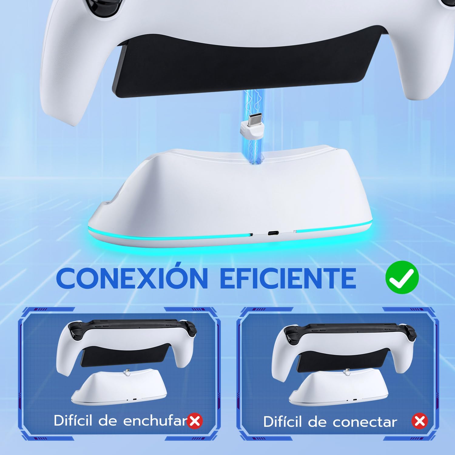 Mcbazel Base de Carga para PS Portal Remote Player, Soporte de Carga Portátil con Luces RGB, Soporte de Carga para Accesorios PS5 Portal