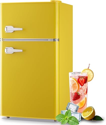 Refrigerador de 3.5 pies cúbicos con estantes de vidrio ajustables, control de temperatura de 7 niveles para dormitorio, oficina, apartamento,