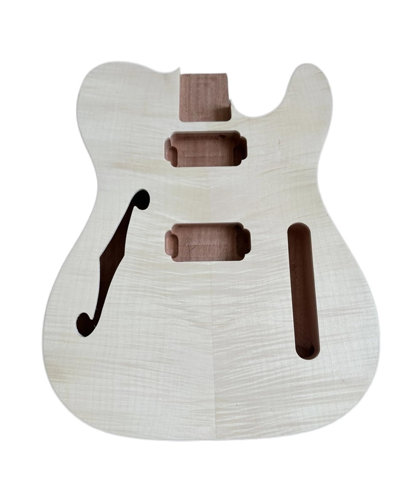 Cuerpo de guitarra de caoba TL de madera de una pieza sin terminar, agujero F HH, barril de guitarra eléctrica, chapa de arce flameado, pieza artesanal, tacón de 5,6 cm