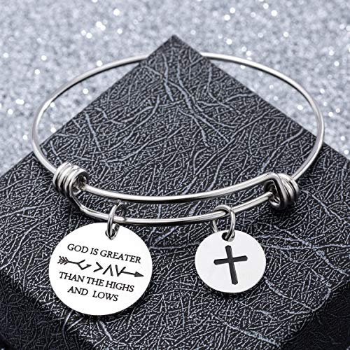Image of Cross Adjustable Christian Bible Verse Bracelet Religious Jewelry | Inspirational scripture bangle, thoughtful confirmation faith gift for women teengirls