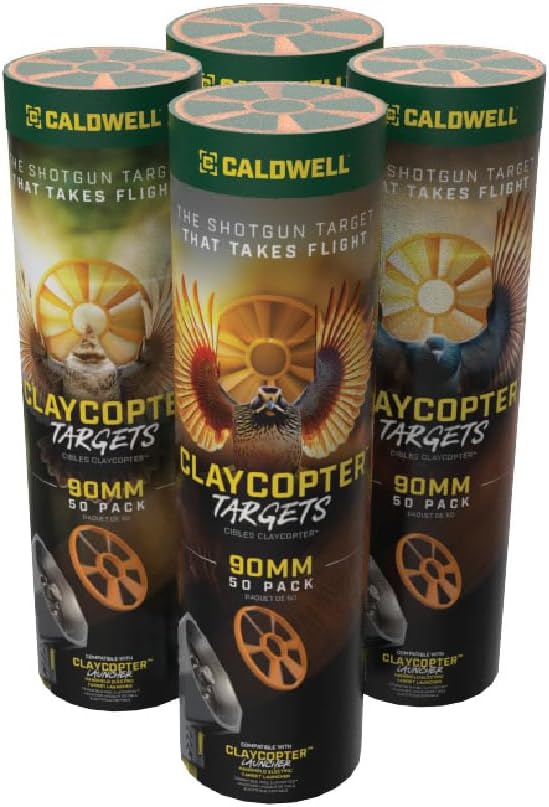 Caldwell ClayCopter Discs 110mm 200 Pack Tube, Biodegradable, Hi-Viz Orange, Lightweight Clay, Compatible with ClayCopter Handheld Launcher