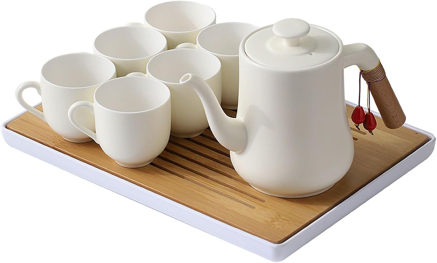 Théière moderne avec 6 tasses et plateau en céramique pour anniversaire