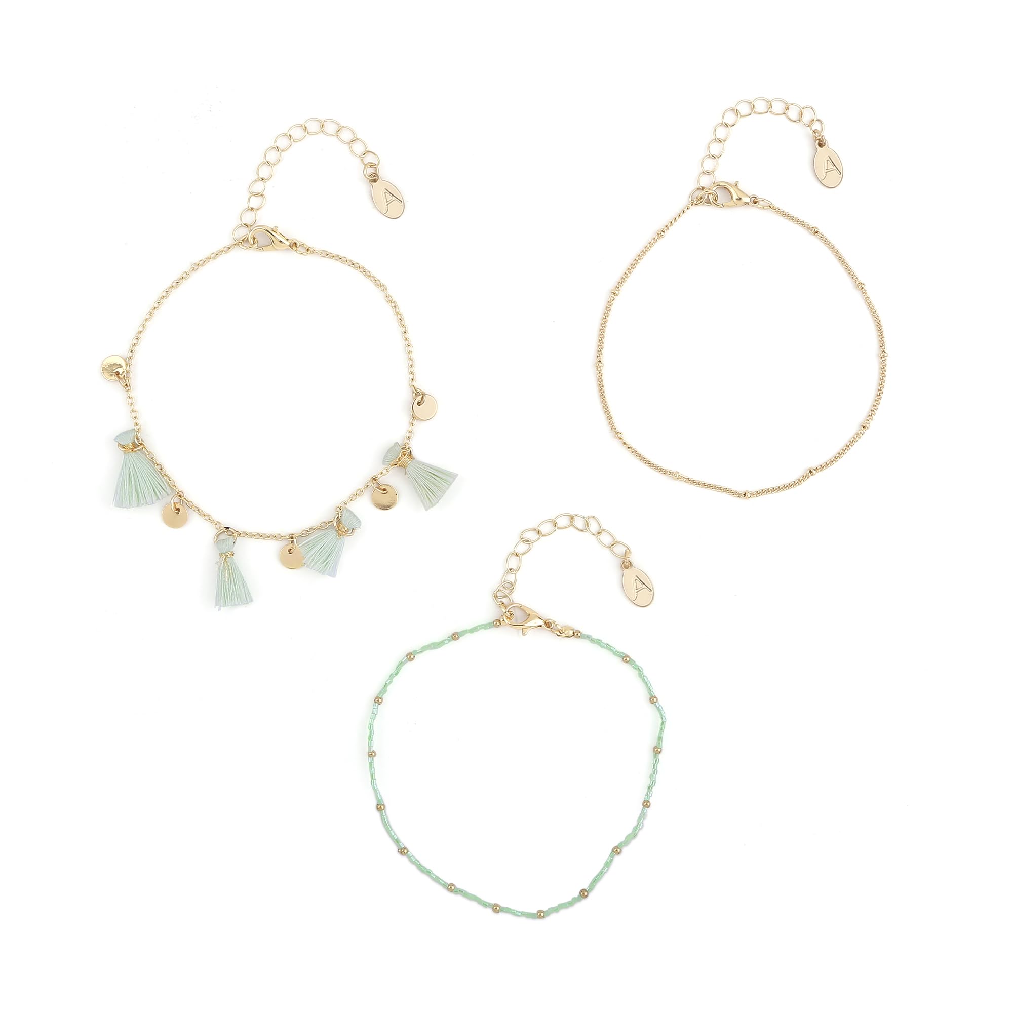 accessorize London Women's Mini Bead Tassel Anklets Pack of Three-picture-44