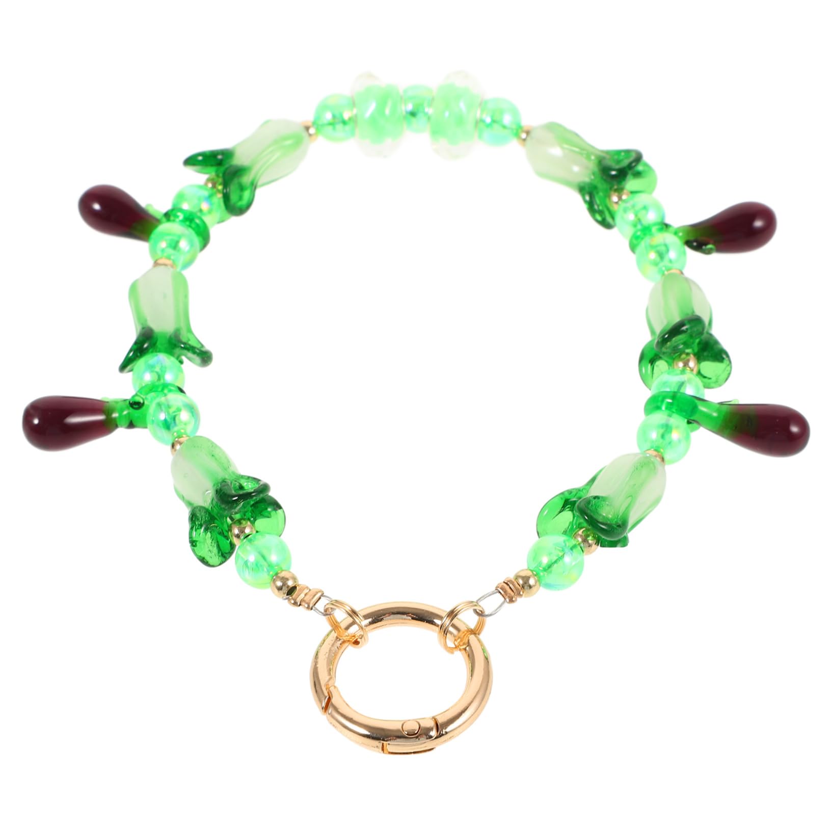 SHINEOFI Ciondolo con perline di melanzane portachiavi a catena ciondolo vegetale simulato oggetto decorativo di natale portachiavi con perline portachiavi per auto