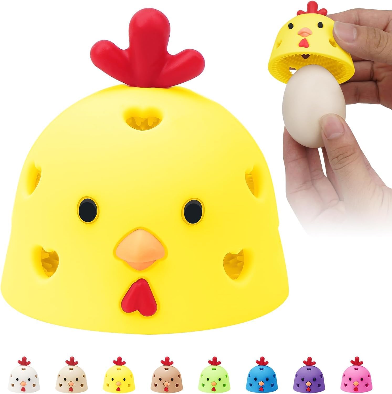 Egg Washer for Fresh Eggs, Scrubber for Eggs, Brush for Cleaning Eggs, Cleaner Scrubber, Creative Chicken Shape Wash Brush Silicone Washing Tool - Yellow
