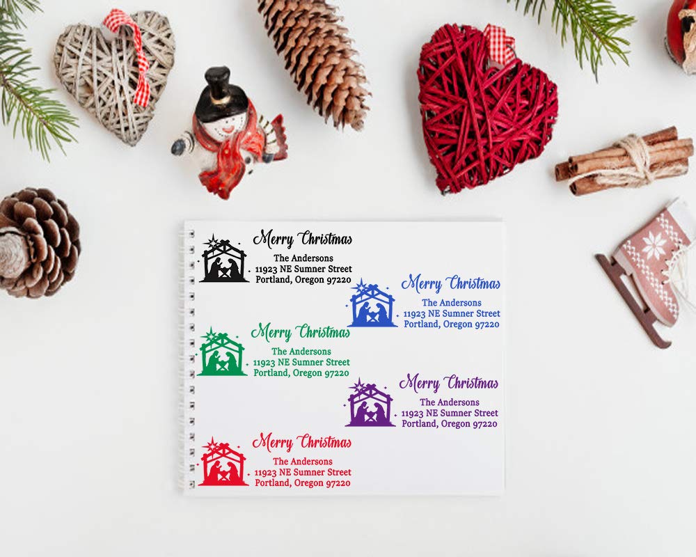 Amazon.co.jp: セルフインク式ゴムスタンプ、メリークリスマス