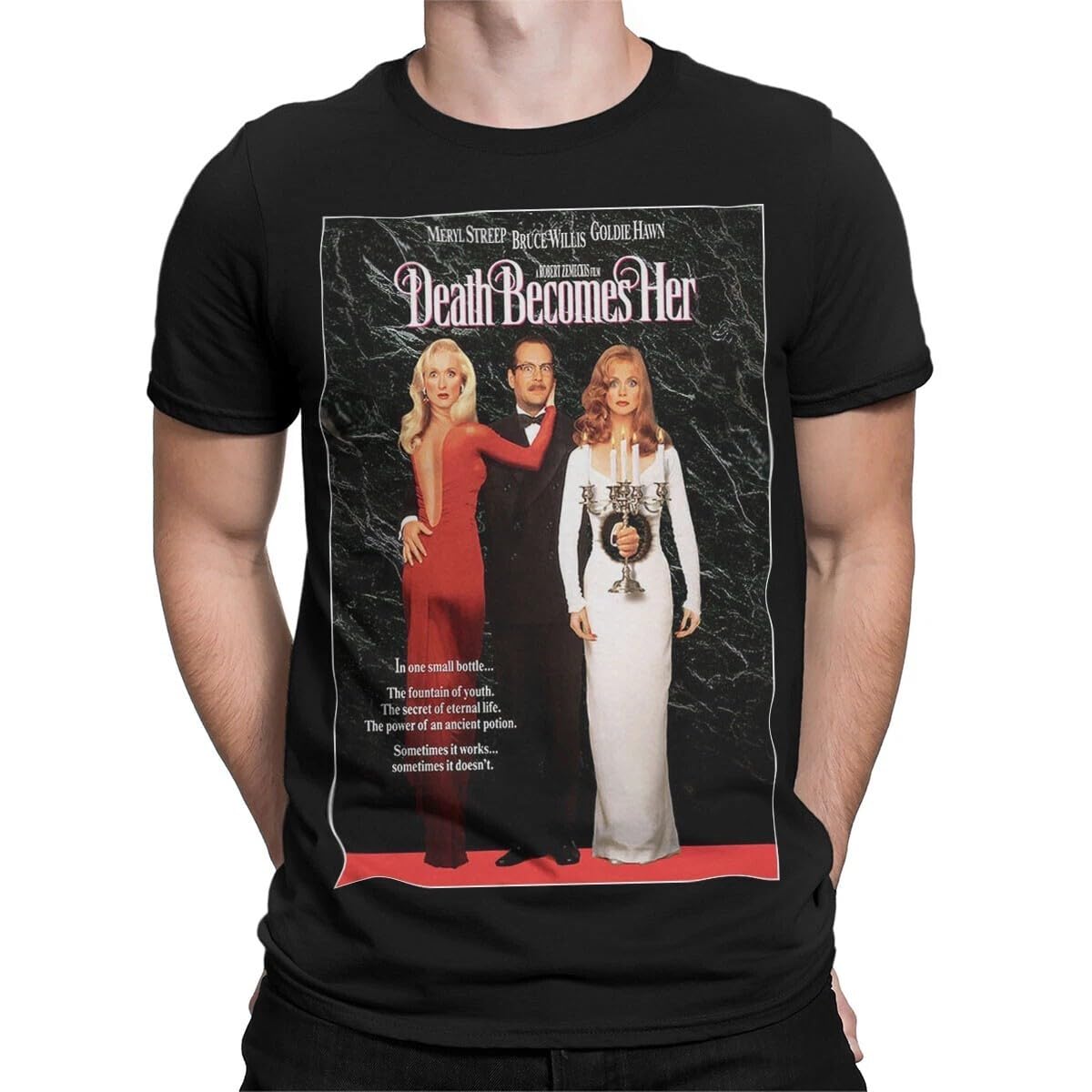 Huukh7hgt Men's Black Death Becomes Her Halloween Movie Poster T-Shirt Xl