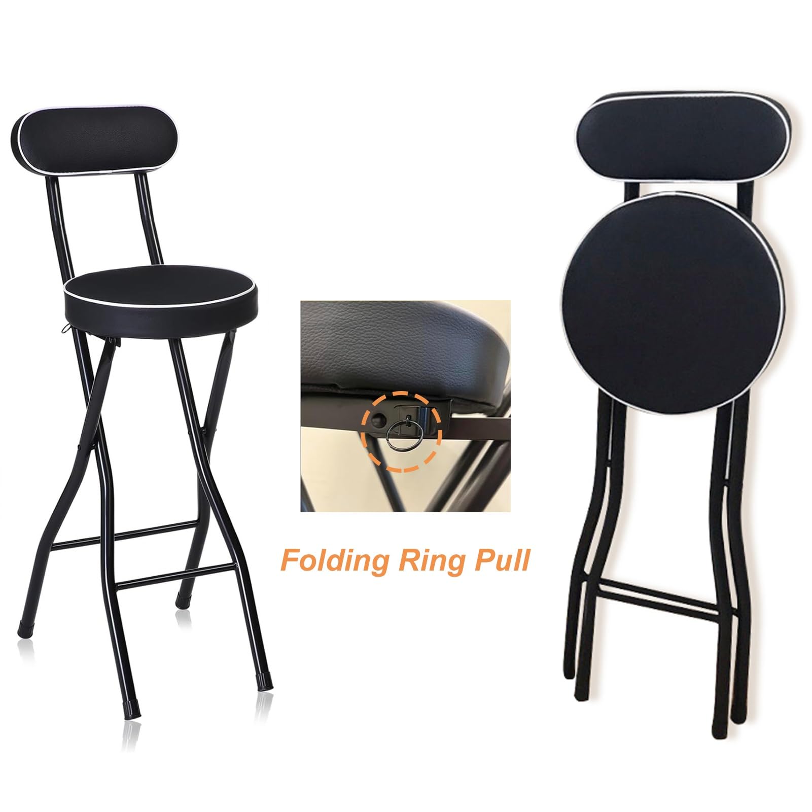 Kitchen Stool Foldable Counter Chairs Lavish Home Set Of Portable