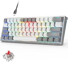 AULA Mechanical Keyboard 60 Percent 29 RGB PC Gaming Keyboards 60 Percent, Mini Compact Micro Keyboard, Hot Swappable Mechanical Keyboard Small with Red Switches-Grey&White