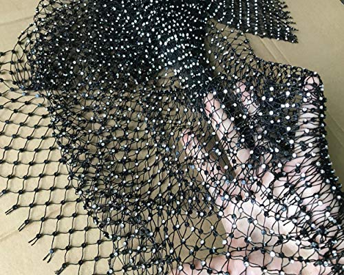 Women's Mesh Tank Tops Fishnet See Through Halter Hollow Out Rhinestone Cover Up Crop Top Shirts For Festivals Raves Clubwear Black #TOP7