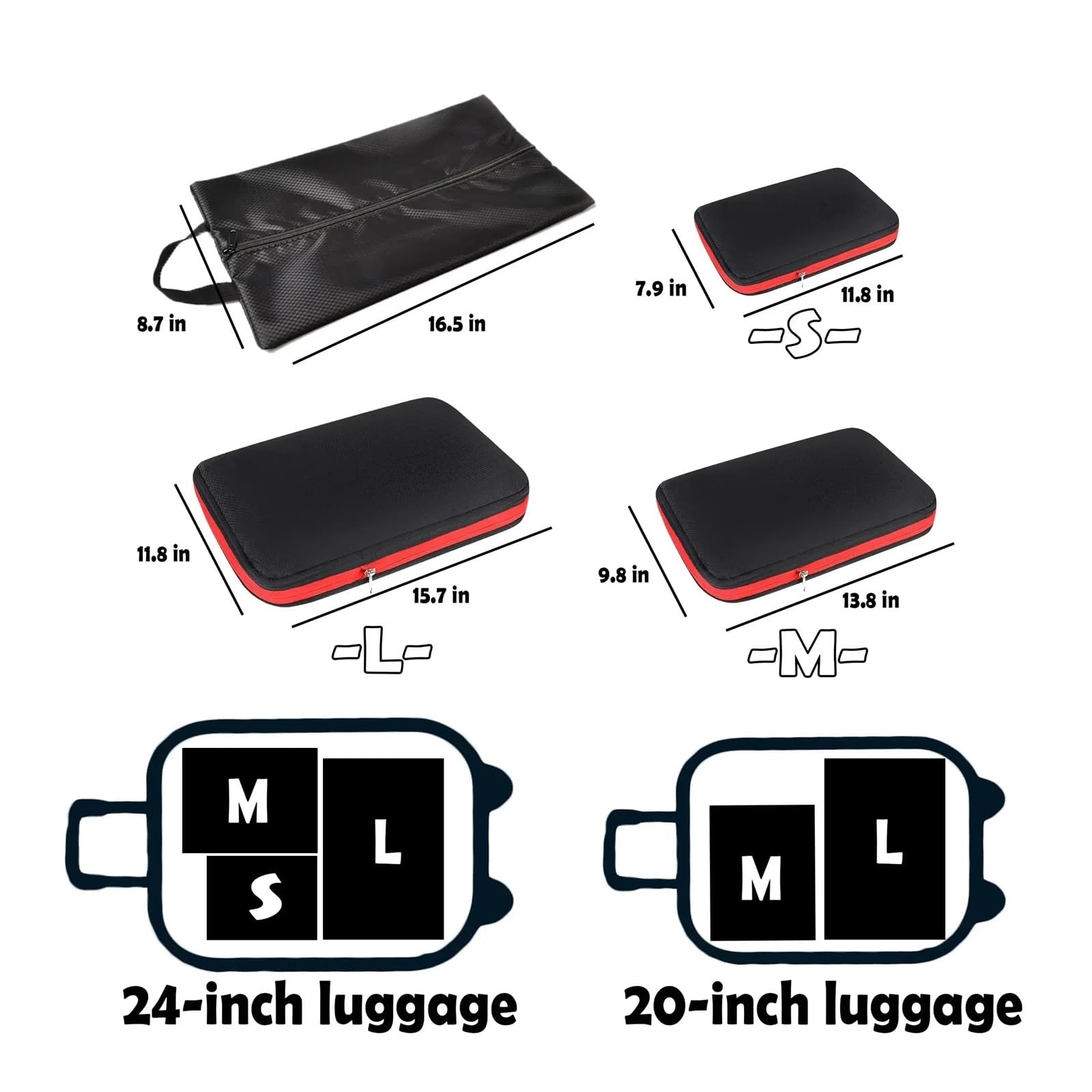 Borsa Da Viaggio A Doppio Strato, Cubi Di Compressione For Accessori, Organizer For Bagagli, Pieghevole Portatile, For Scarpe Organizer per valigie(Total 4PCS Sky Blue)