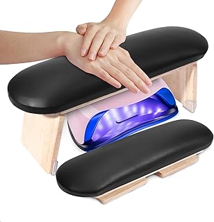 Arm Rest for Nail, Microfiber Leather Folded Nail Arm Rest, Hand Rest for Nails Tech Hand Rest Pillow for Manicure Salon Use, Arm Rest Cushion for Women Nail Tech Supplies-Black