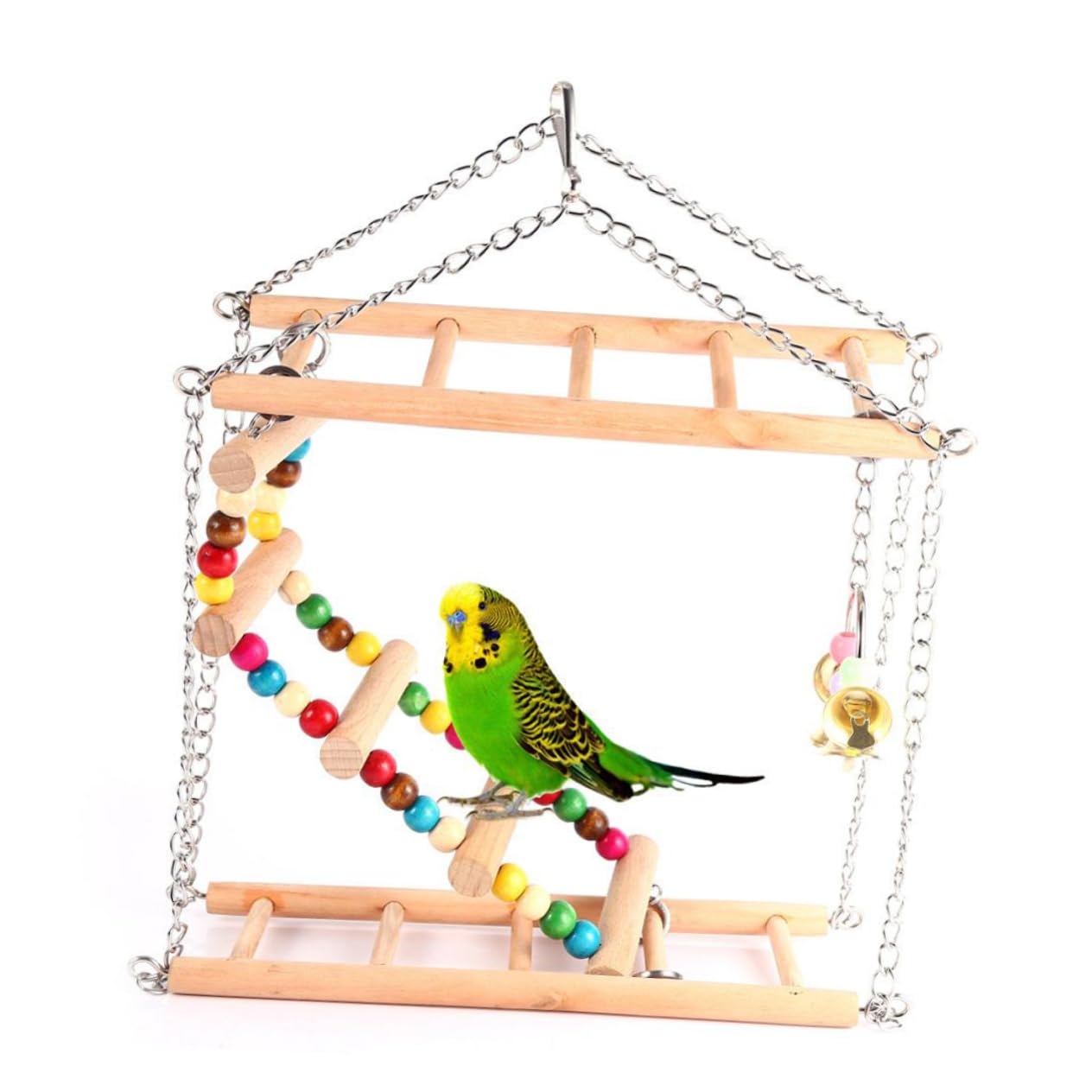 Toddmomy Bird Cage Toy Parrot Swing Wooden Ladder Small Bird Playstand Pet Supplies