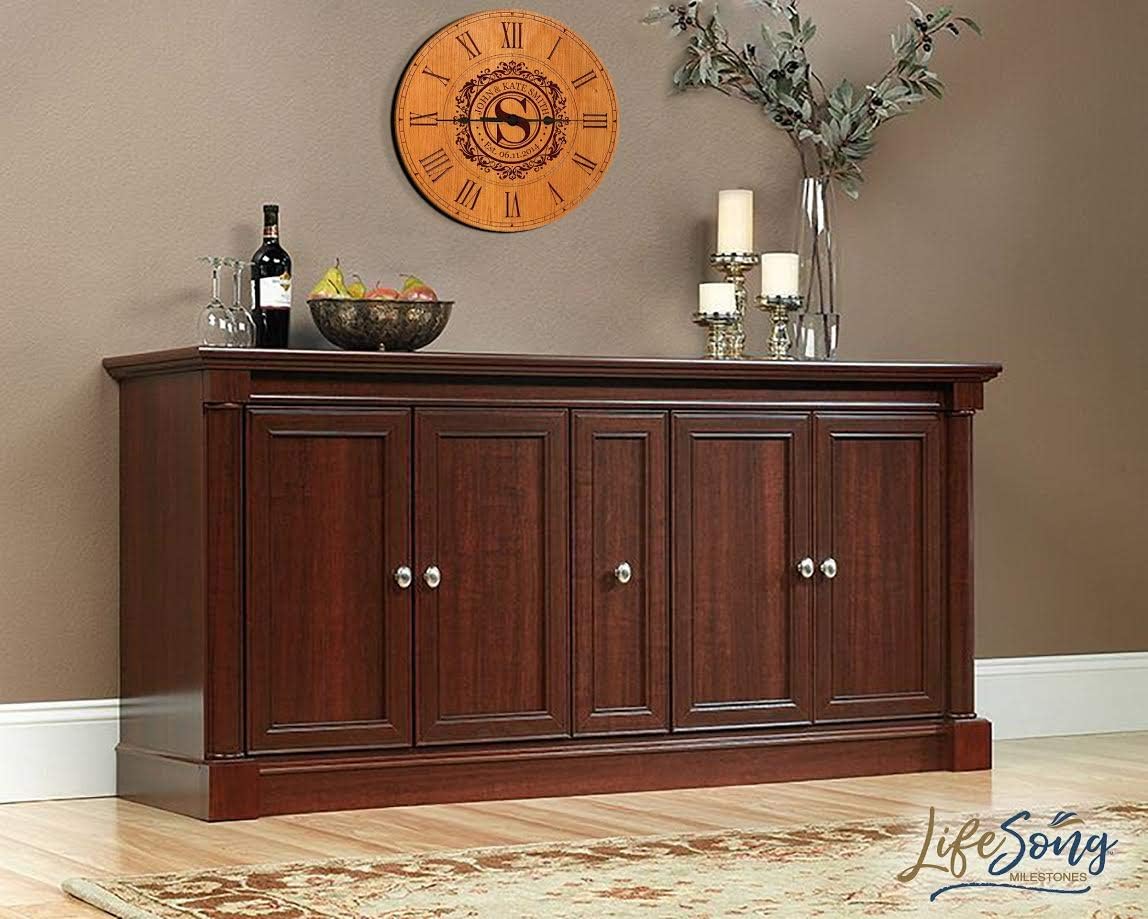 LifeSong Milestones Cherry Wall Clock, Personalized with Roman Numerals, Battery Operated, 12 x 12 x 1.5 in