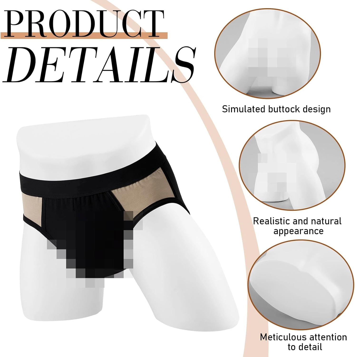 2pcs Plastic Lower Half Body Male Mannequin Torso for Men's Underwear Display, White Realistic Butt Mannequin for Men's Briefs & Boxers for Retail Store Display & Window Presentation