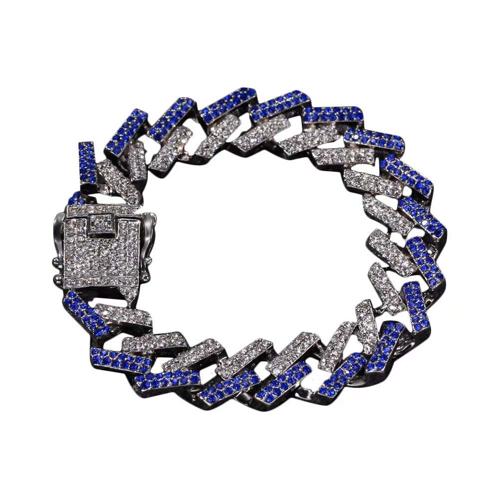 Hip Hop 15mm Curb Cuban Link Chain Bracelet for Men 8 Inch Gold CZ Iced Out Bracelet for Men