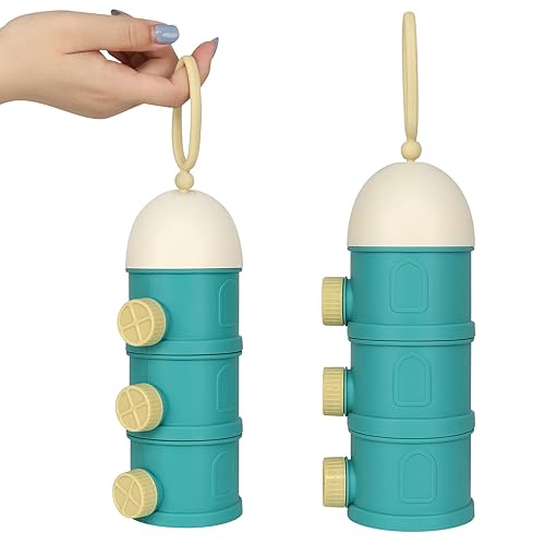 Miniatura 6 de Accmor Dispensador de fórmula para bebés sobre la marcha, 3 capas apilables, antiderrames, para almacenamiento de aperitivos, leche en polvo,