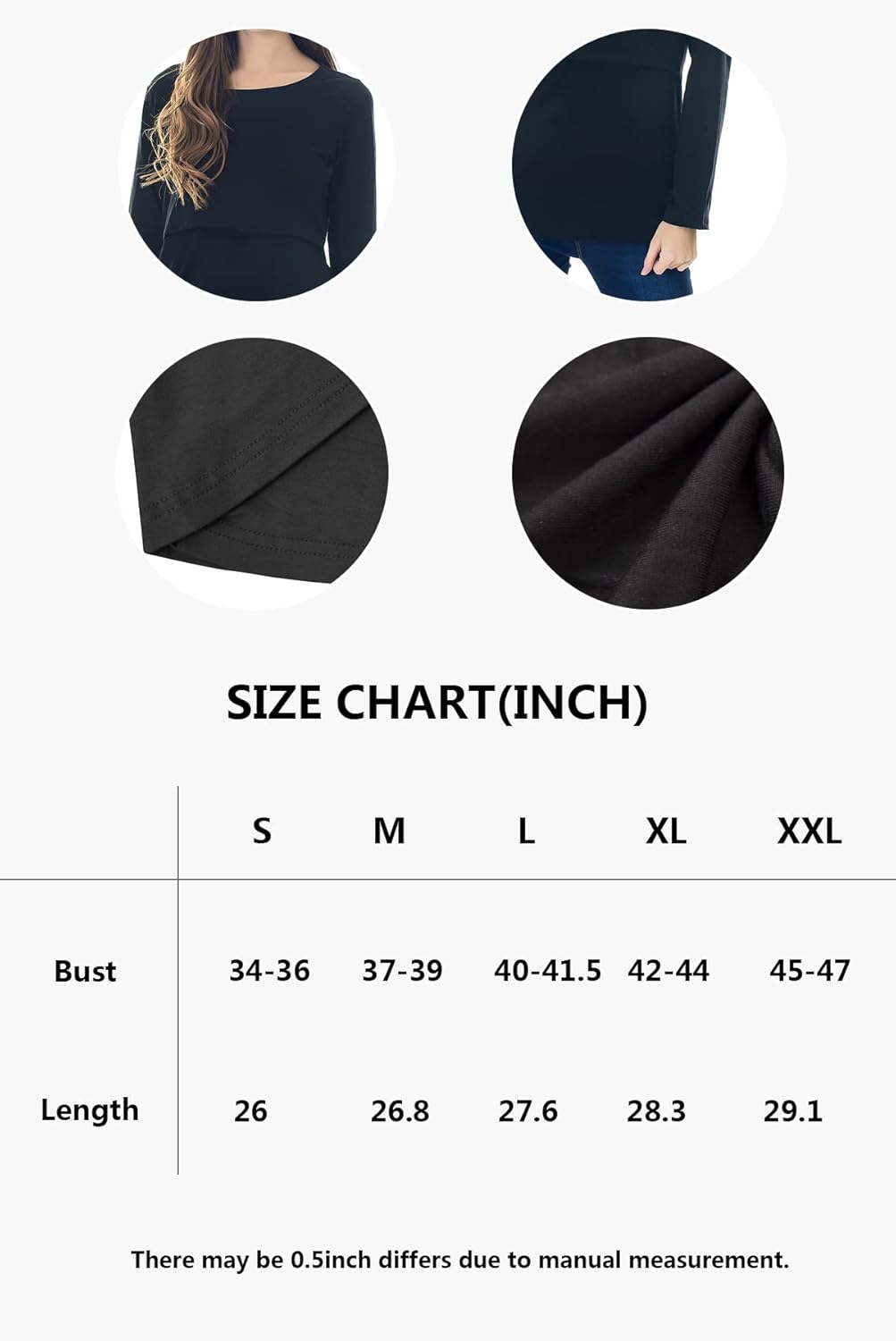 Smallshow Women's Nursing Tops Long Sleeve Shirts for Breastfeeding 3-Pack - Image 7