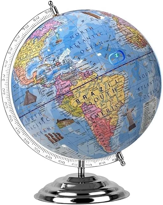 COSMIC GLOBE EXPORTS 12 Inch Educational Laminated Globe with Steel Arc and Base with Magnifying Glass/Home Decor/Office Decor/Birthday Gift