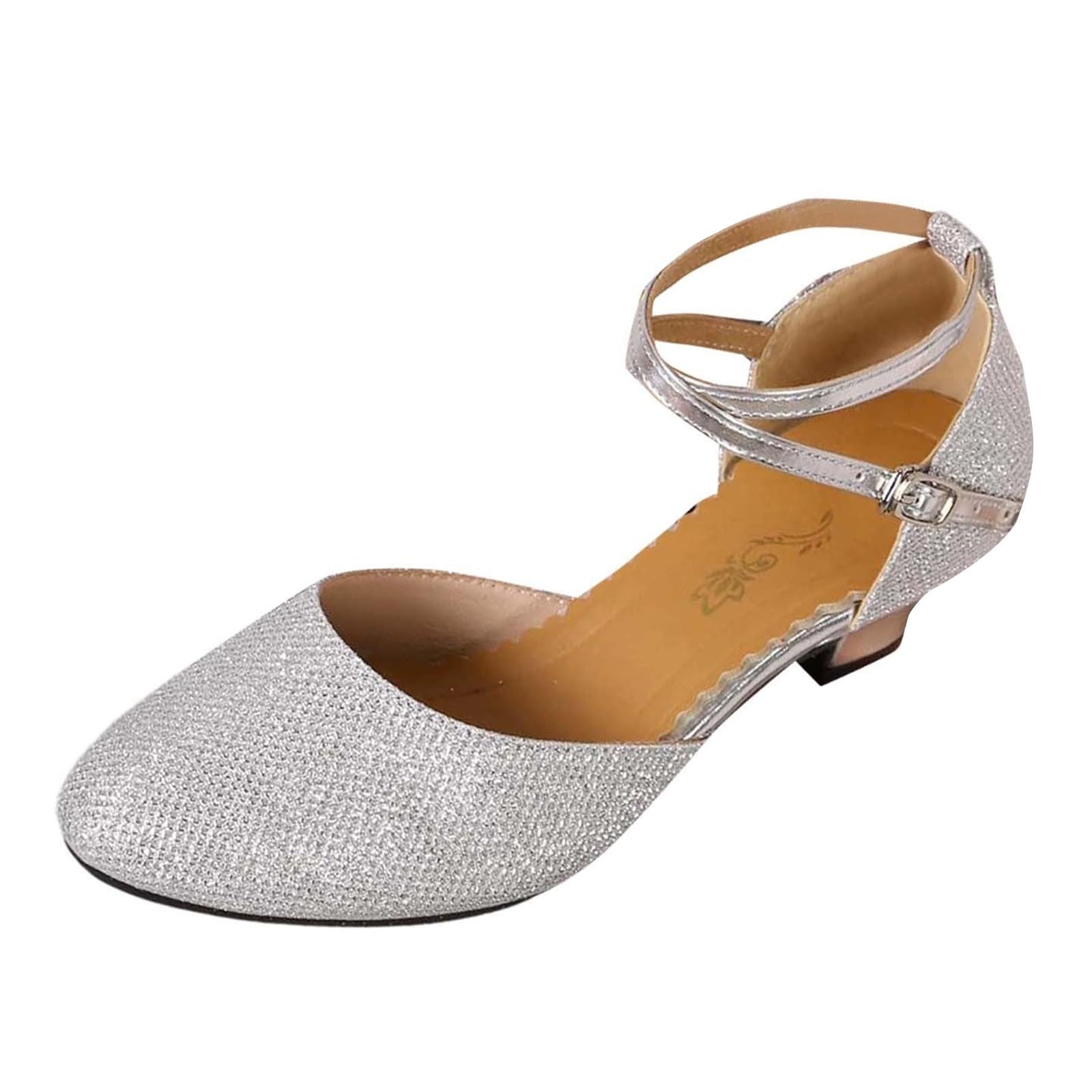 Scarpe da ballo da donna, eleganti, con glitter, comode scarpe da sposa con tacco | Scarpe con tacco a blocco con cinturino, scarpe con tacco spesso, scarpe larghe da matrimonio, scarpe da sera per feste
