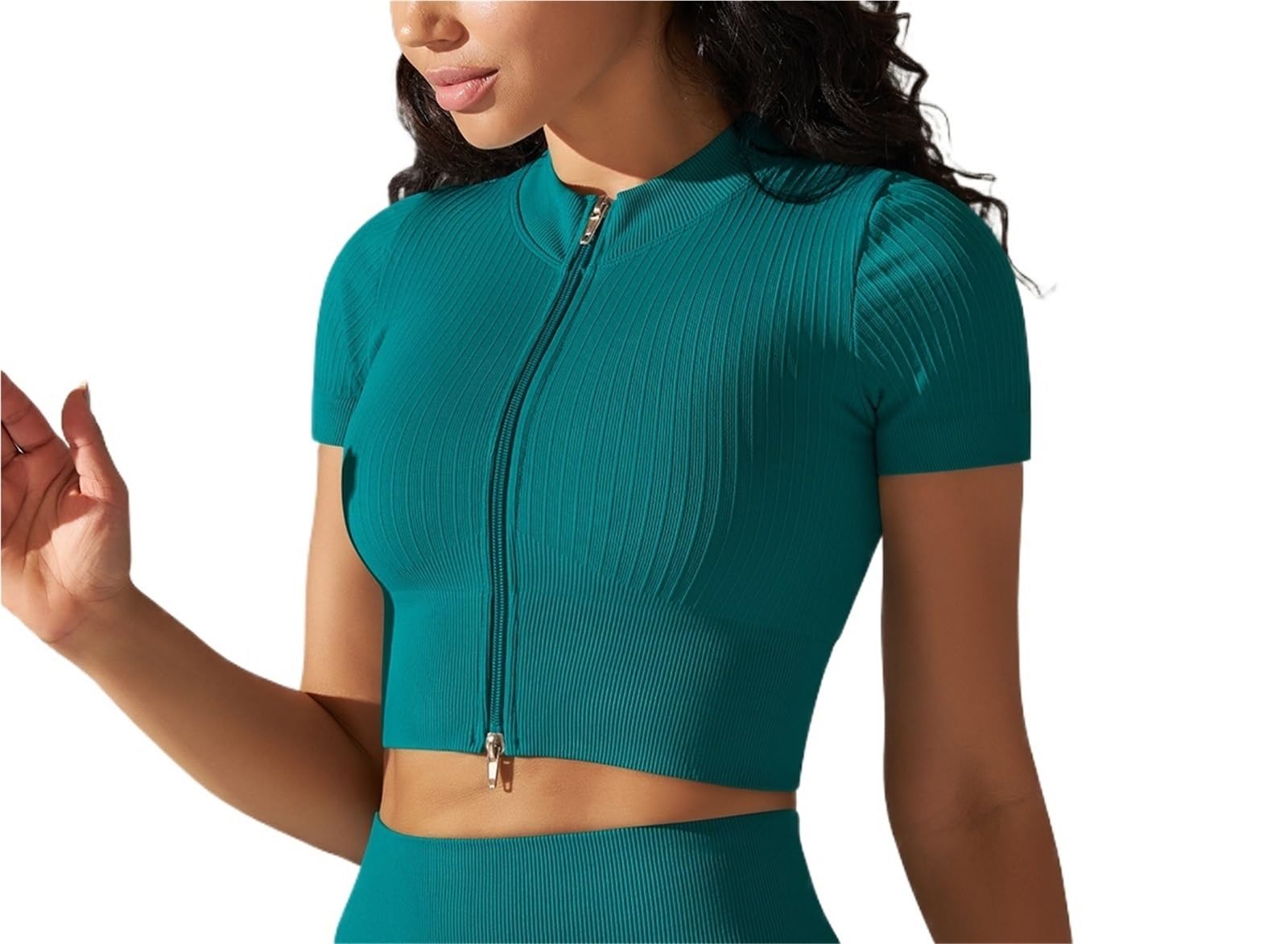 Donne Zip Fitness Yoga Shirt Sport T-Shirt Fitness Stretto Elastico Traspirante Sport Top Donna Abbigliamento Palestra Corsa Activewear