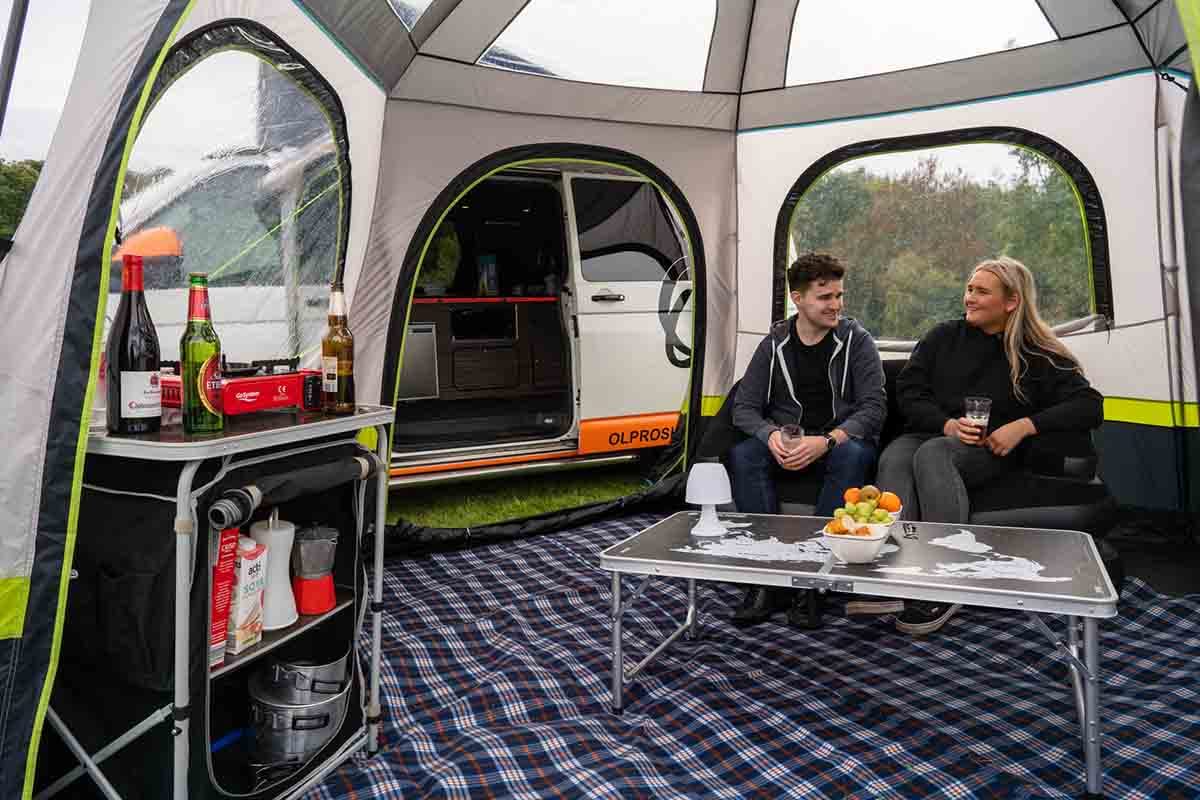 OLPRO Cubo Tenda Da Sole Per Camper In Fibra Di Vetro – 3x3 M, Grigio/Nero, Adatta A Furgoni Alti 190-250 Cm - 5