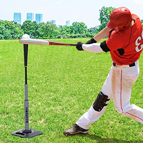 Basegoal Baseball & Softball Batting Tee,Portable Hitting Tee,With Heavy Duty Base,Rolled Flexible Rubber Top,Adjustable Height For Kids Or Adults #TOP3