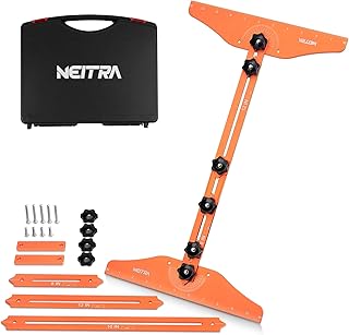 Neitra Stair Tread Template Tool – Heavy-Duty Aluminum Alloy Stair Gauge for Accurate Angle & Length Measurement, Adjustable Sliding Rods & Wooden Strips, Ideal for Stairs, Risers, and Partitions