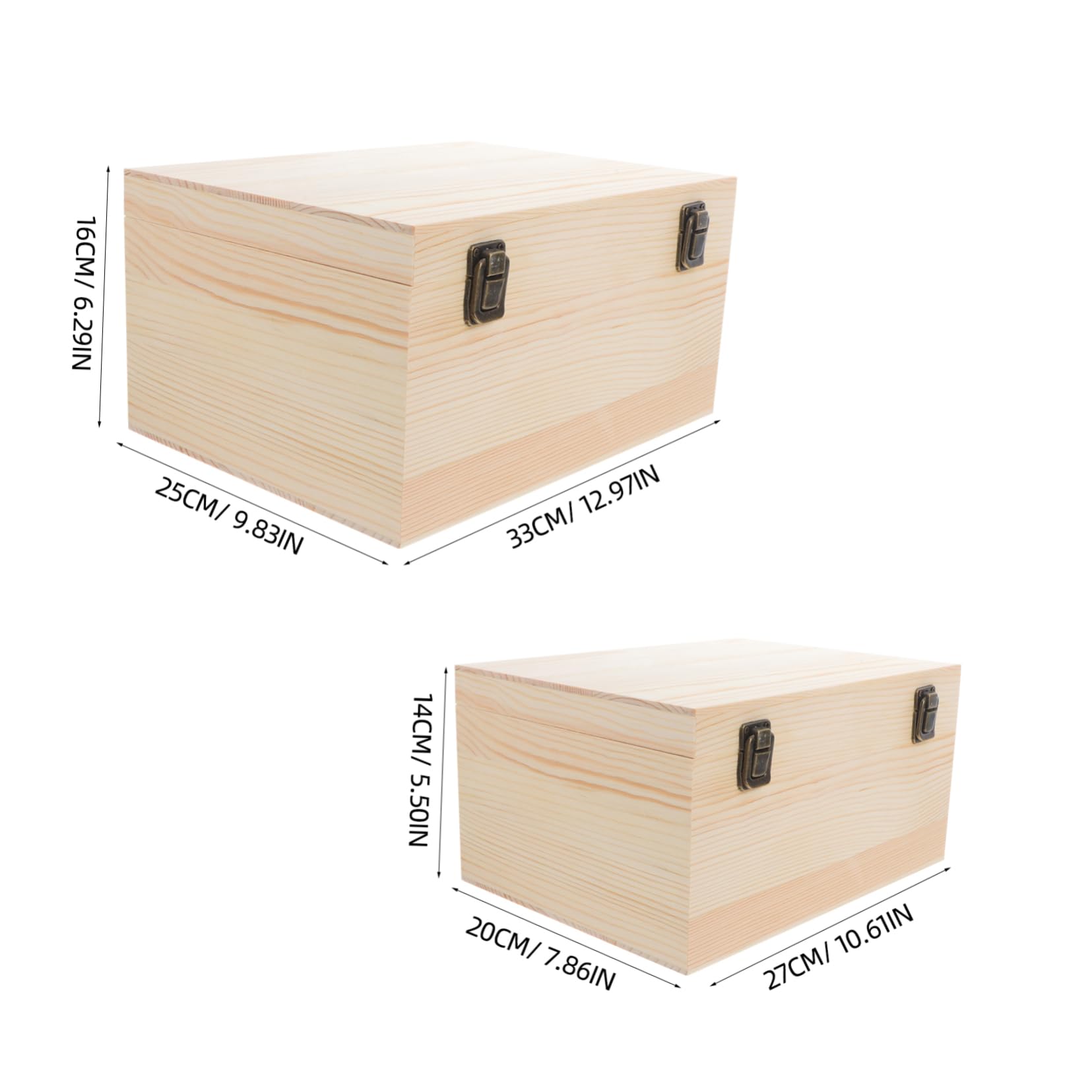 DOITOOL 2pezzi Scatola in Legno con Coperchio Incernierato Scatola Portaoggetti in Legno Naturale Non Verniciata Grande Capacità per Ricordi Gioielli Organizzazione Fai da Te per Artigiana