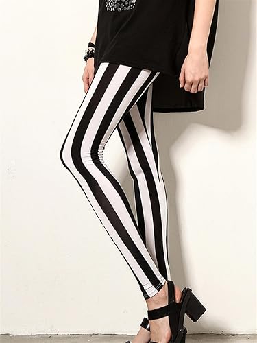 Miniatura 3 de Pantalones negros blancos a rayas pantalones elásticos imprimir Fitness Leggings Mujeres Deportivas Entrenamiento