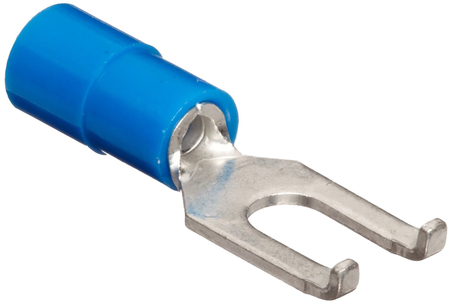 11772 Flange Spade Terminal, Vinyl Insulated, Blue, 16-14 Wire Size, #8 Stud Size (Pack of 100)