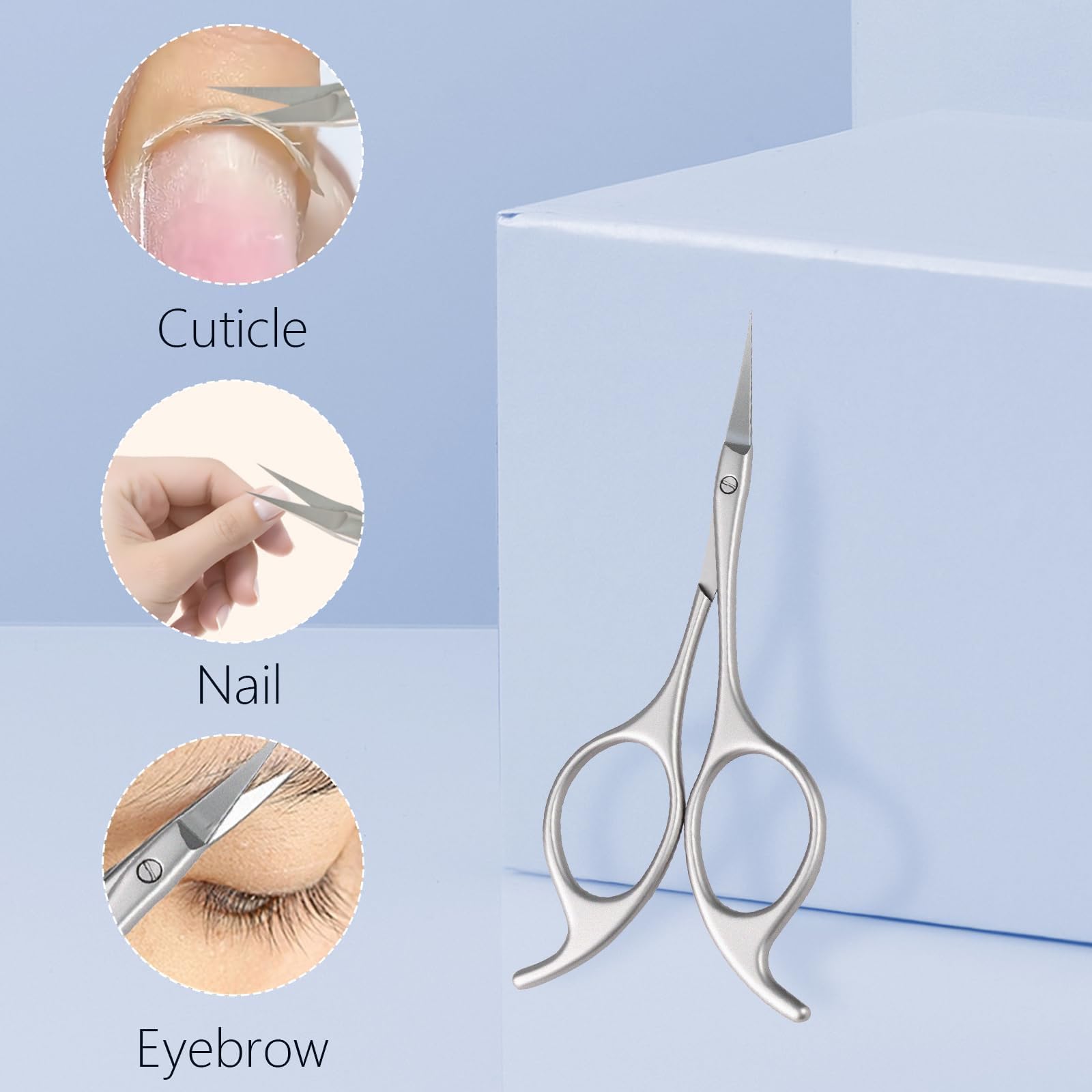 Tijeras para cutículas de uñas de cola de mariposa: más estables, antideslizantes, multifacéticas, con chorro de arena, cortador de cutículas de acero inoxidable, kit de manicura para cejas
