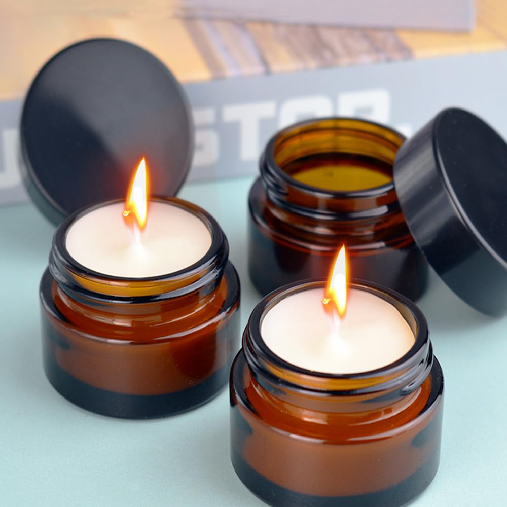 6 Pezzi Vasetto per Crema in Vetro 50 ml Barattoli di Vetro Ambrato Contenitore Crema Contenitori Cosmetici Contenitori Creme da Viaggio Barattoli per Crema per Cosmetici, Lozioni, Oli Essenziali