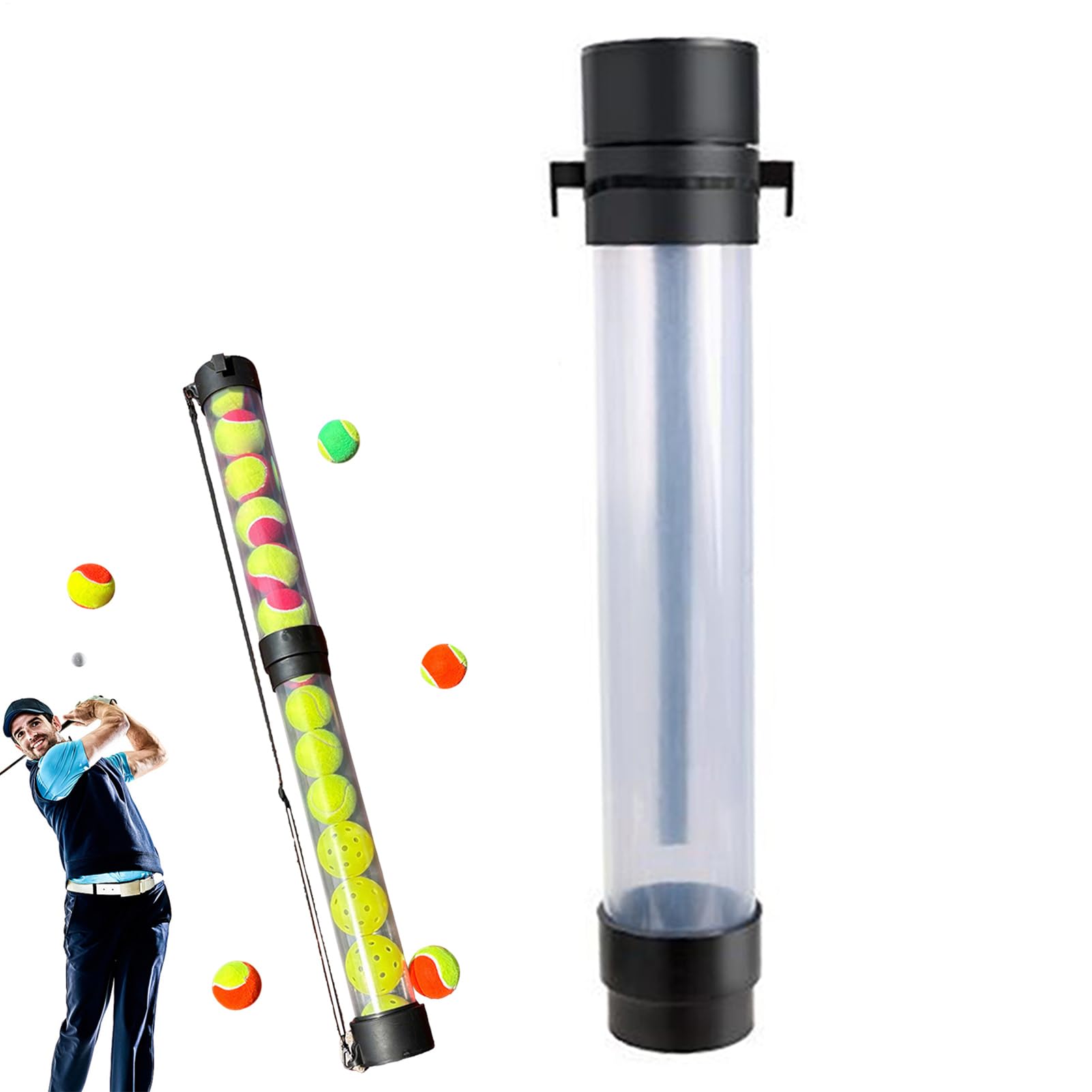 Raccoglitore Palline da Tennis Tubo Per Afferrare Palline Da Tennis | Raccoglitore Paddle con Spalla Regolabile per Addetti e Tornei