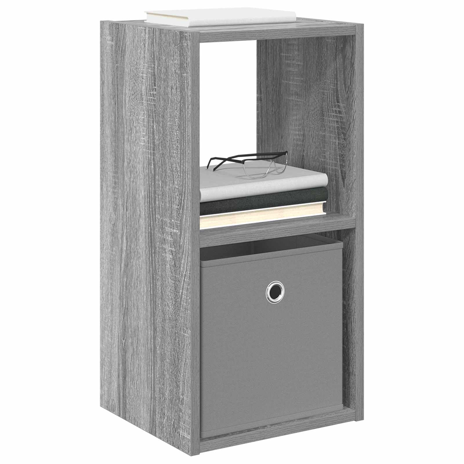 Zestaw szafek nocnych z materiału drewnopochodnego w kolorze szarym Sonoma, 2 sztuki, 30,5 x 27 x 59,5 cm, stolik nocny z szufladą, półką i regałem, do sypialni, salonu, korytarza