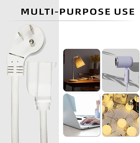 Miniatura 7 de EP Cable de extensión de enchufe plano de 25 pies, cable de extensión de perfil bajo de 16 AWG de 3 clavijas blanco con conexión a tierra para