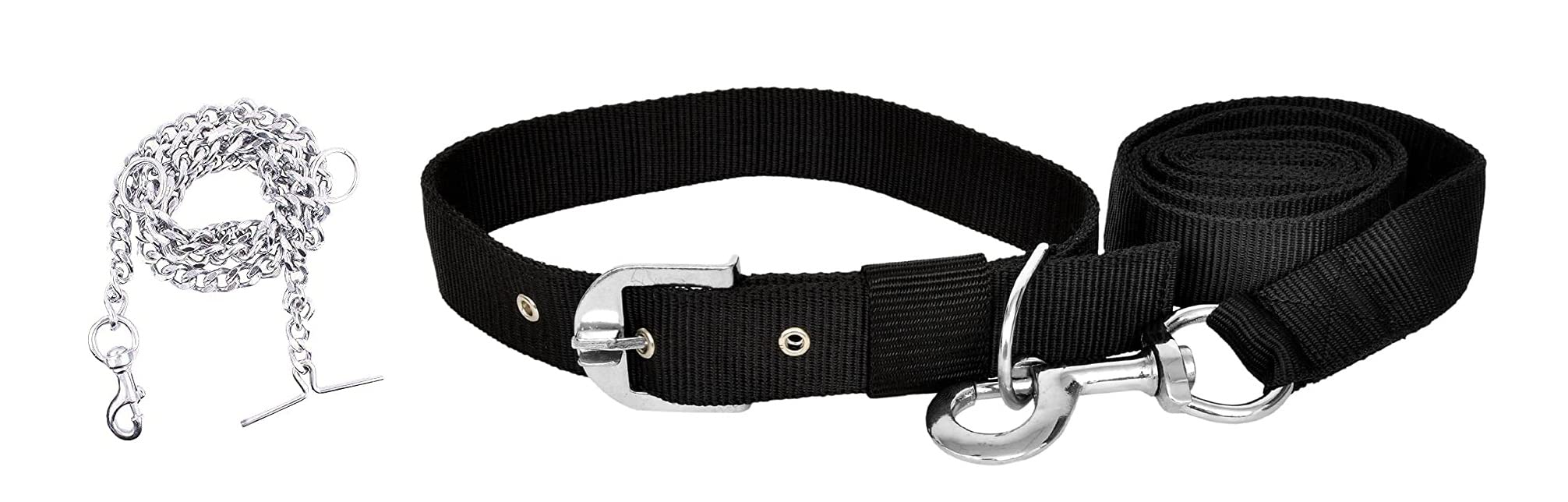 RvPaws Combo of Black Color Dog Belt with Silver Color Dog Chain Dog Collar & Chain (Medium, Multi Color) (B09J28MK2M) Amazon Price History, Amazon Price Tracker