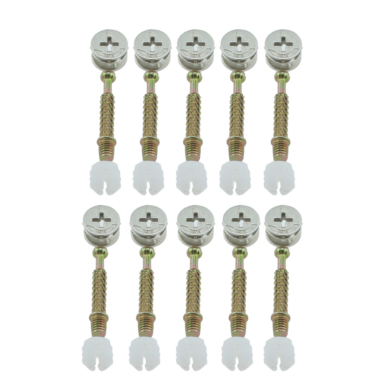 Cam Lock with Dowel RLECS 10PCS Furniture Connecter Cam Lock Fittings, 14.6x9.5mm Cam Bolt Nut and 6x40mm Dowel with Pre-Inserted Nut Replacement