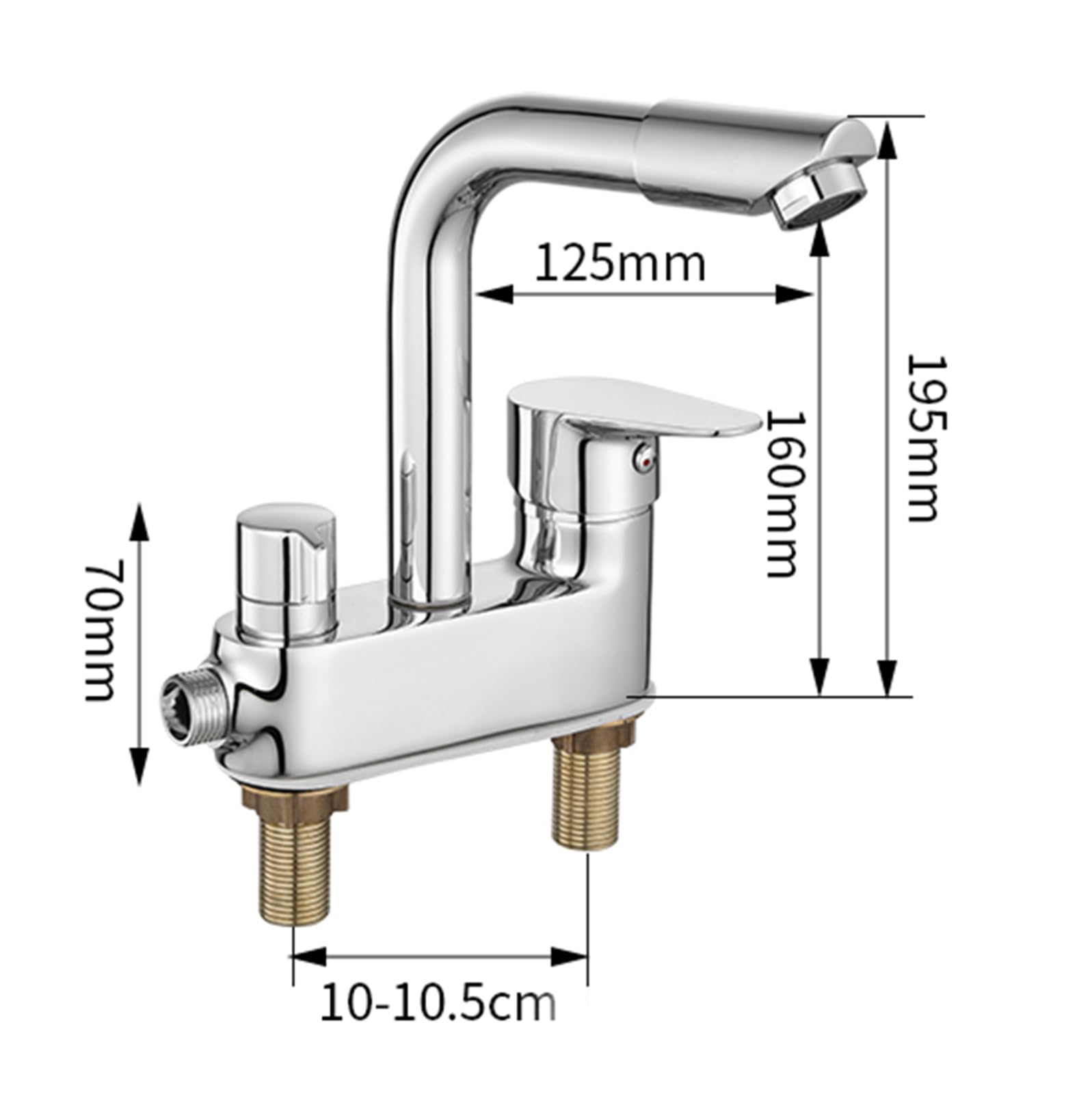 Grifo para Lavadora Grifo De Baño Doble Salida Grifos De Lavabo Latón Agua Fría Y Caliente,Plata
