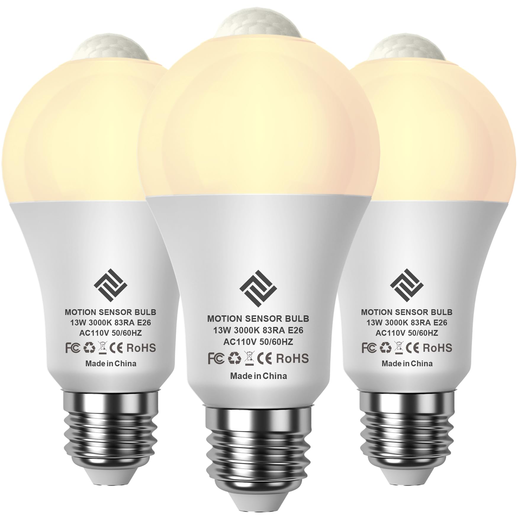 7117 Lâmpadas com sensor de movimento, 13 W (equivalente a 100 Watt), lâmpada LED de