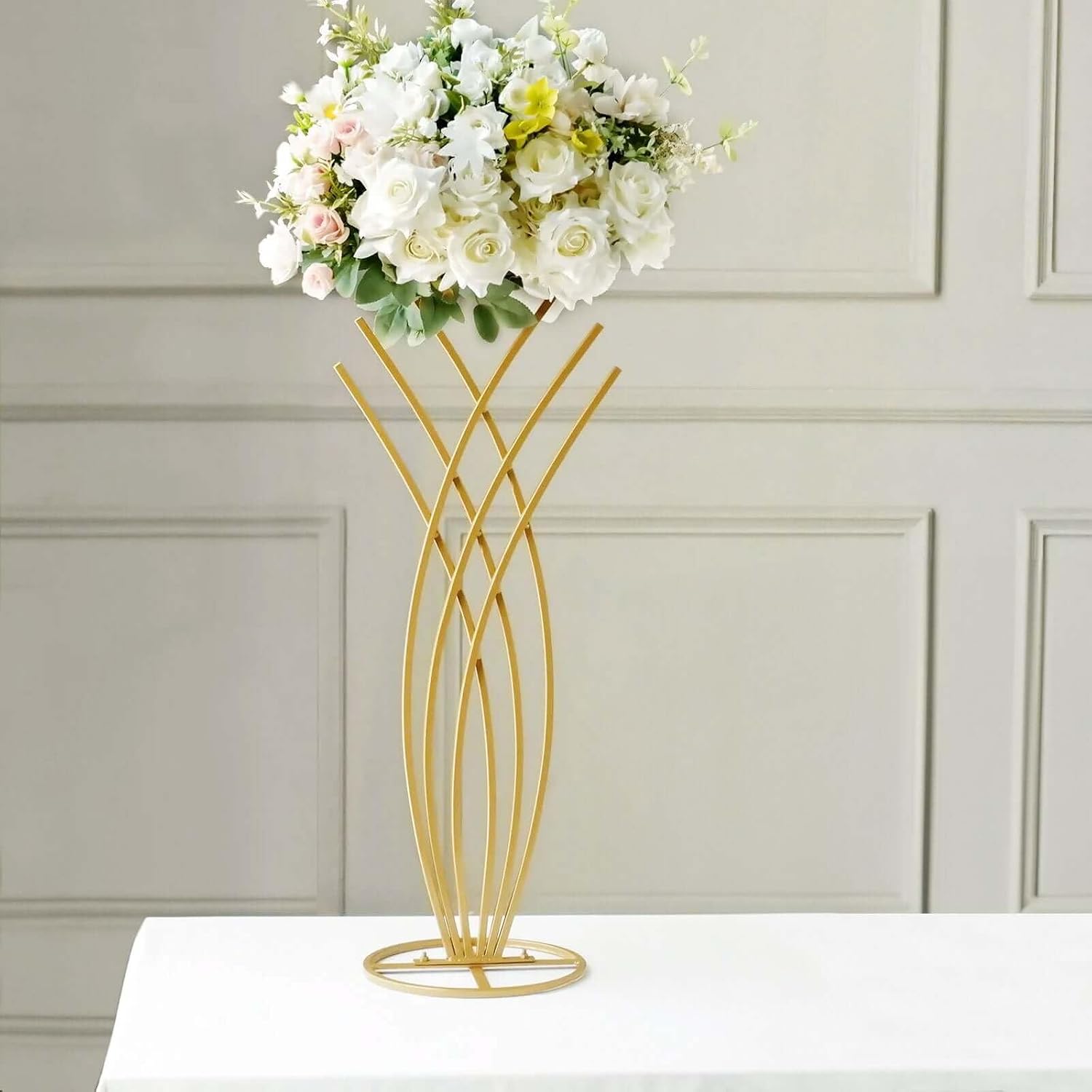 Efavormart 2FT Tall Gold Metal Mermaid Tail Flower Frame Table Centerpiece, Wedding Floral Display Stand