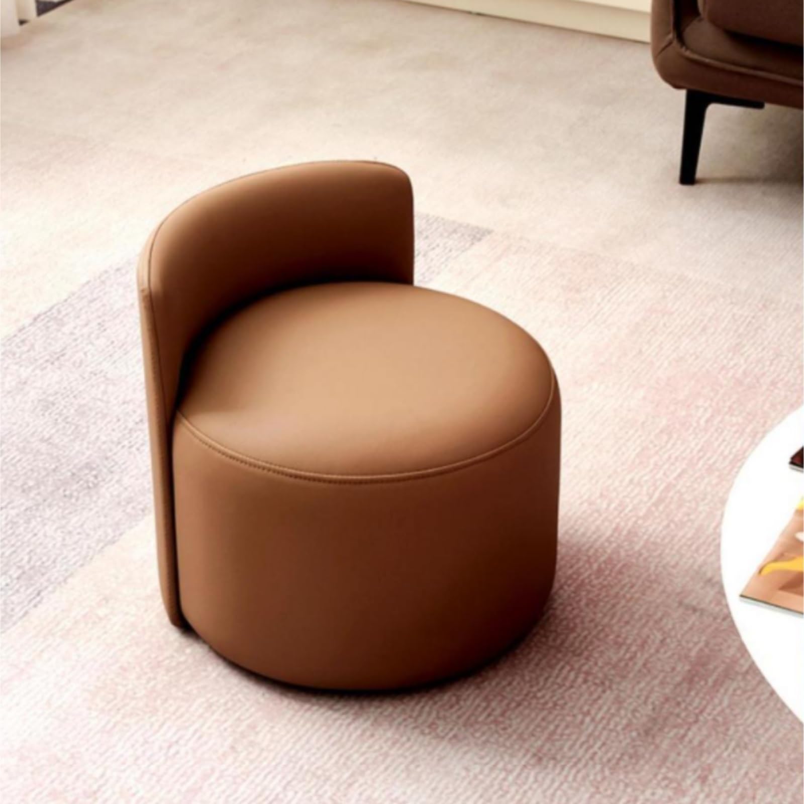 Pouf Poggiapiedi Sgabello Poggiapiedi con Schienale, Panca for Scarpe, Sedia Bassa Rotonda, Imbottitura Spessa Accessorio per Casa(Blue)